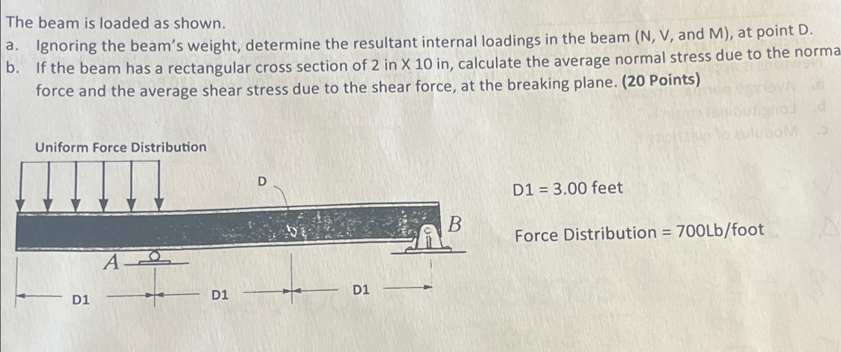 The beam is loaded as shown. a . Ignoring the