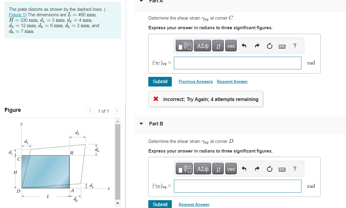 The plate distorts as shown by the dashed lines.