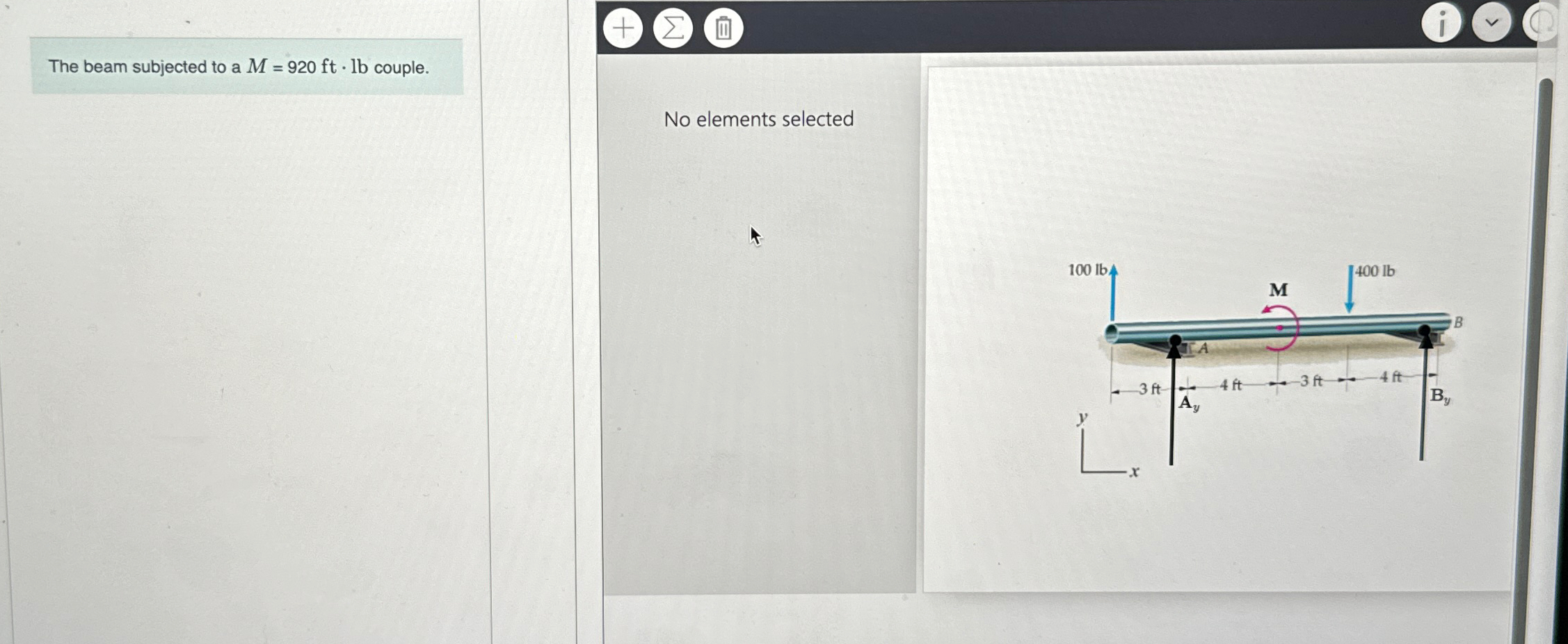 The beam subjected to a M = 9 2 0 f t * l b