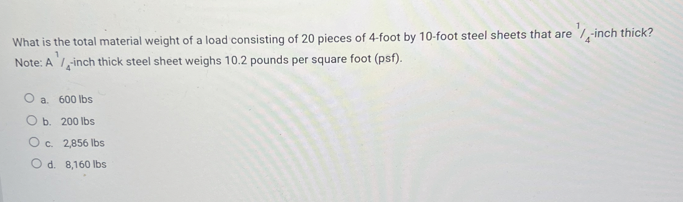 What is the total material weight of a load