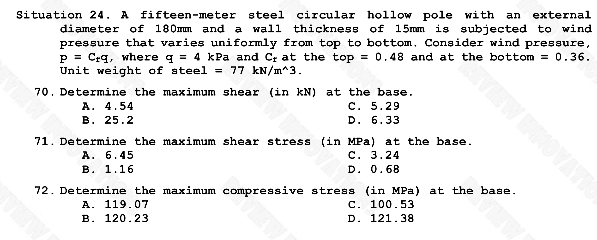 Situation 2 4 . A fifteen - meter steel circular