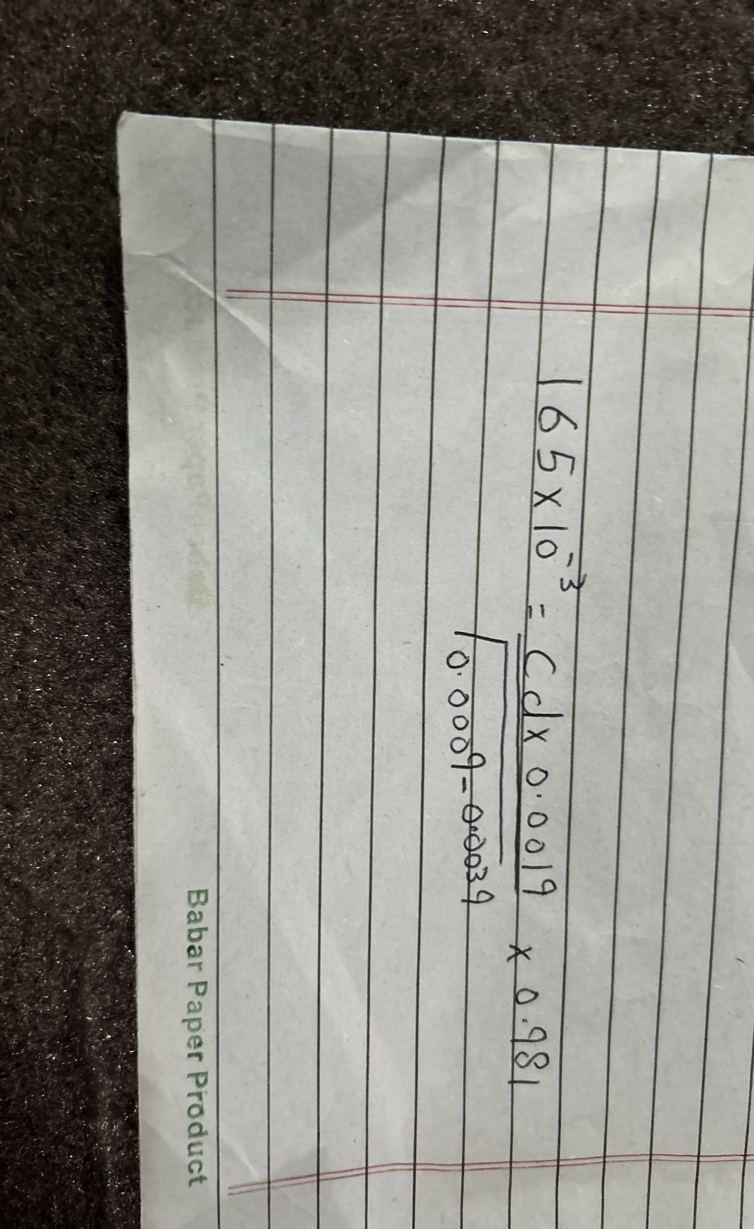 1 6 5 1 0 - 3 = C d 0 . 0 0 1 9 0 . 0 0 0 9 - 0 .