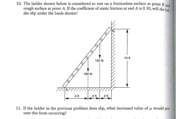The ladder shown below is considered to rest on a