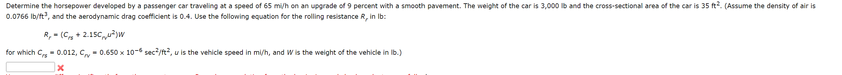 0 . 0 7 6 6 l b f t 3 , and the aerodynamic drag