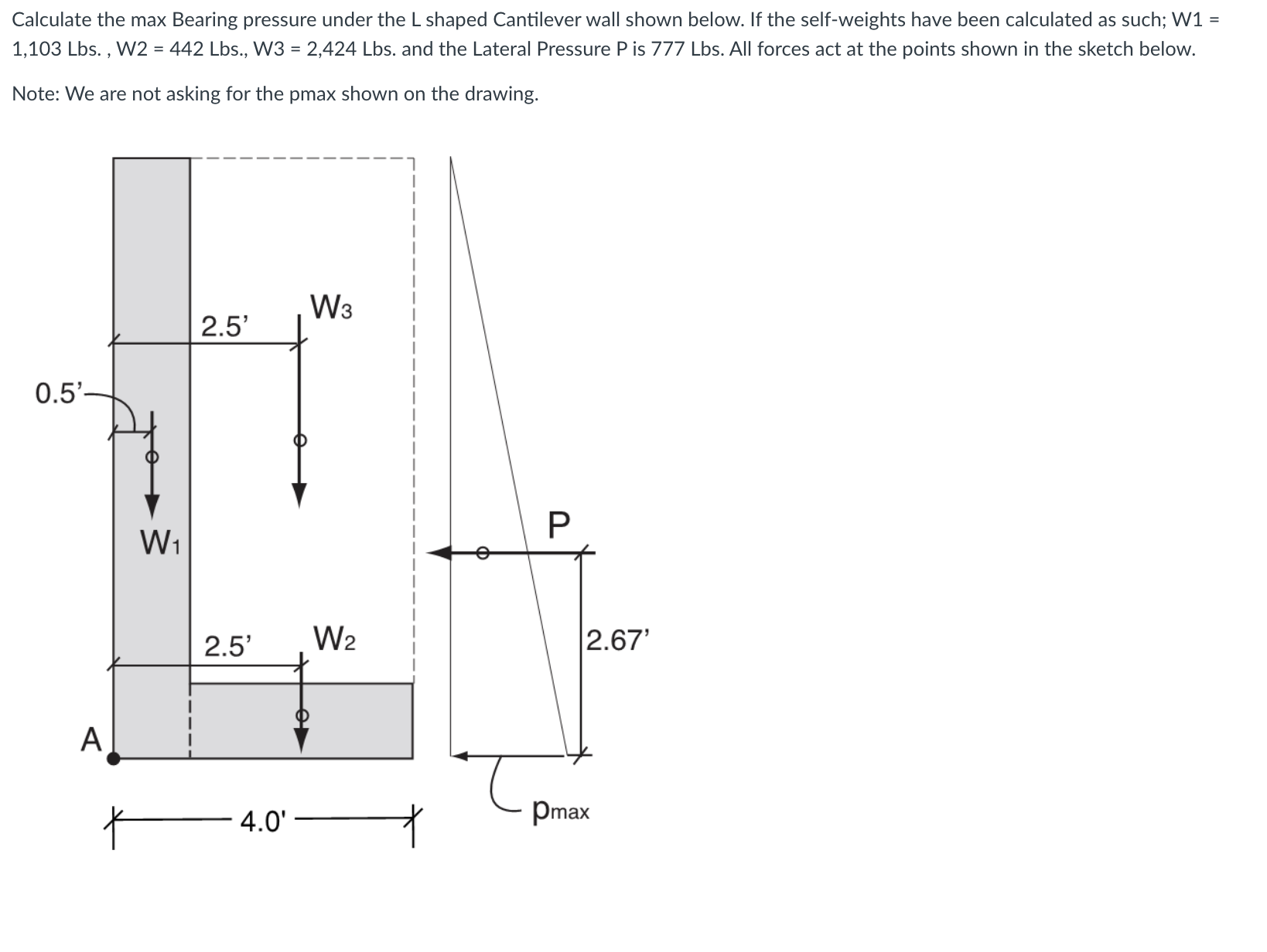 Calculate Pmax under the base for bearing for the