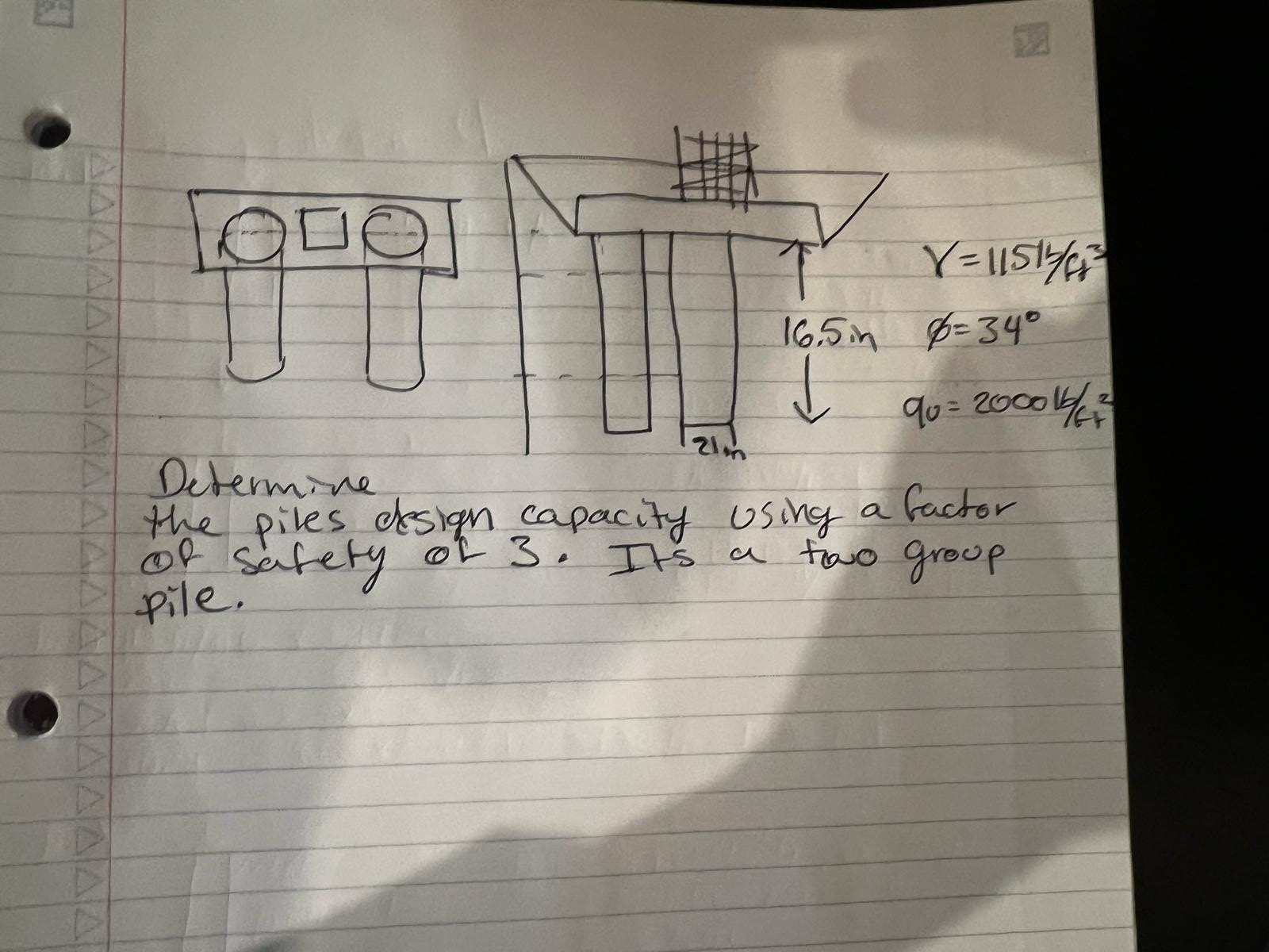 Determine the piles design capacity using a
