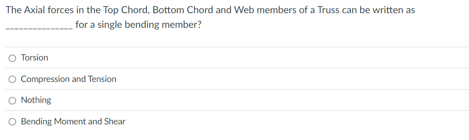 The Axial forces in the Top Chord, Bottom Chord