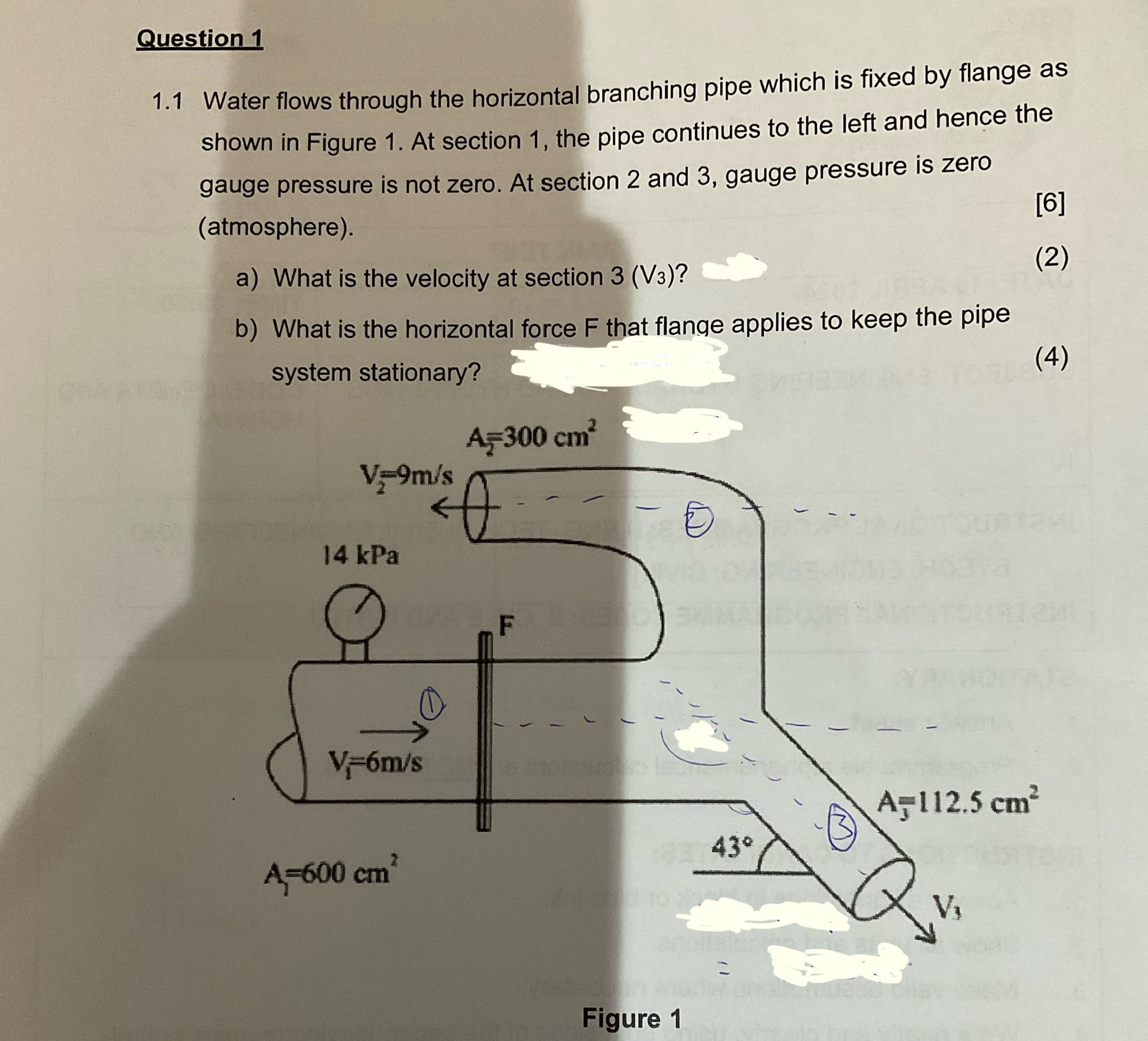 Question 1 1 . 1 Water flows through the