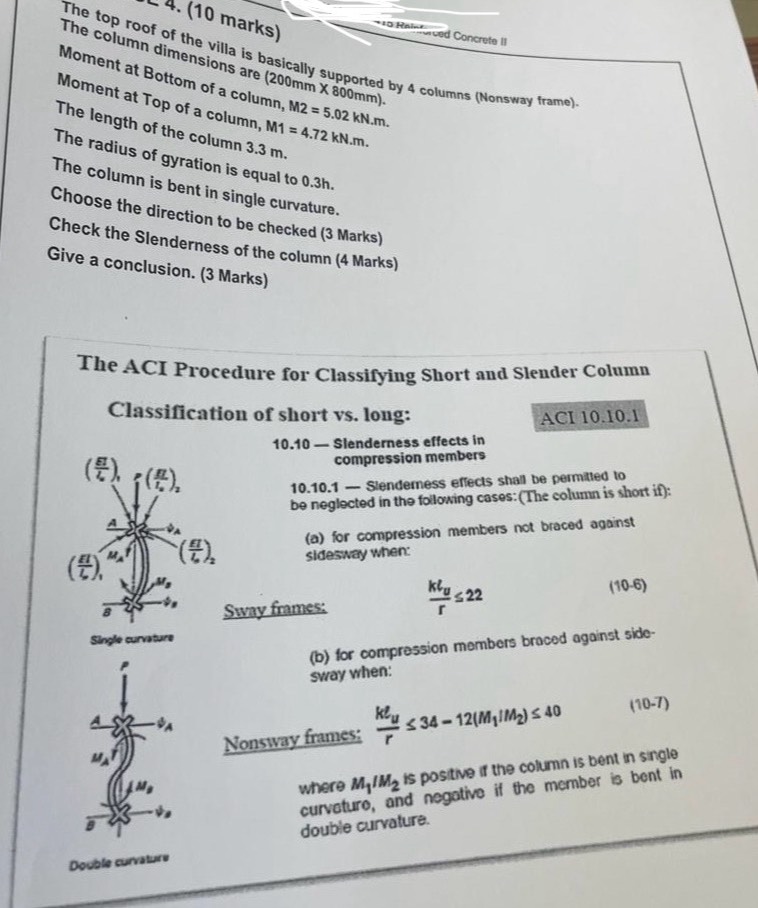 ( 1 0 marks ) The column of the villa is