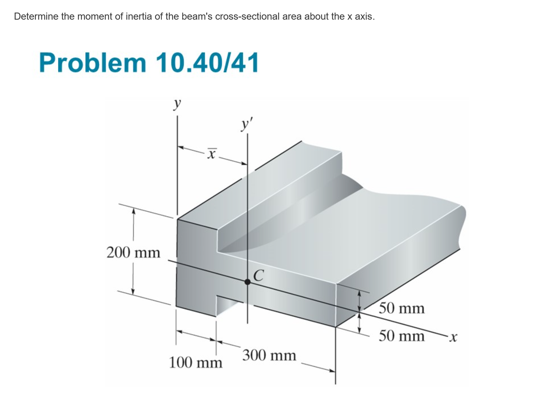 Determine the moment of inertia of the beam's