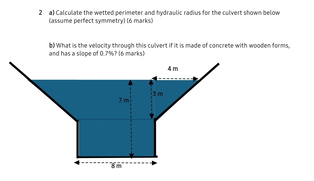 2 a ) Calculate the wetted perimeter and