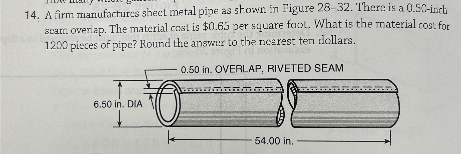 A firm manufactures sheet metal pipe as shown in