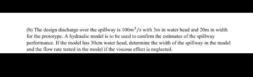 ( b ) The design discharge over the spillway is 1