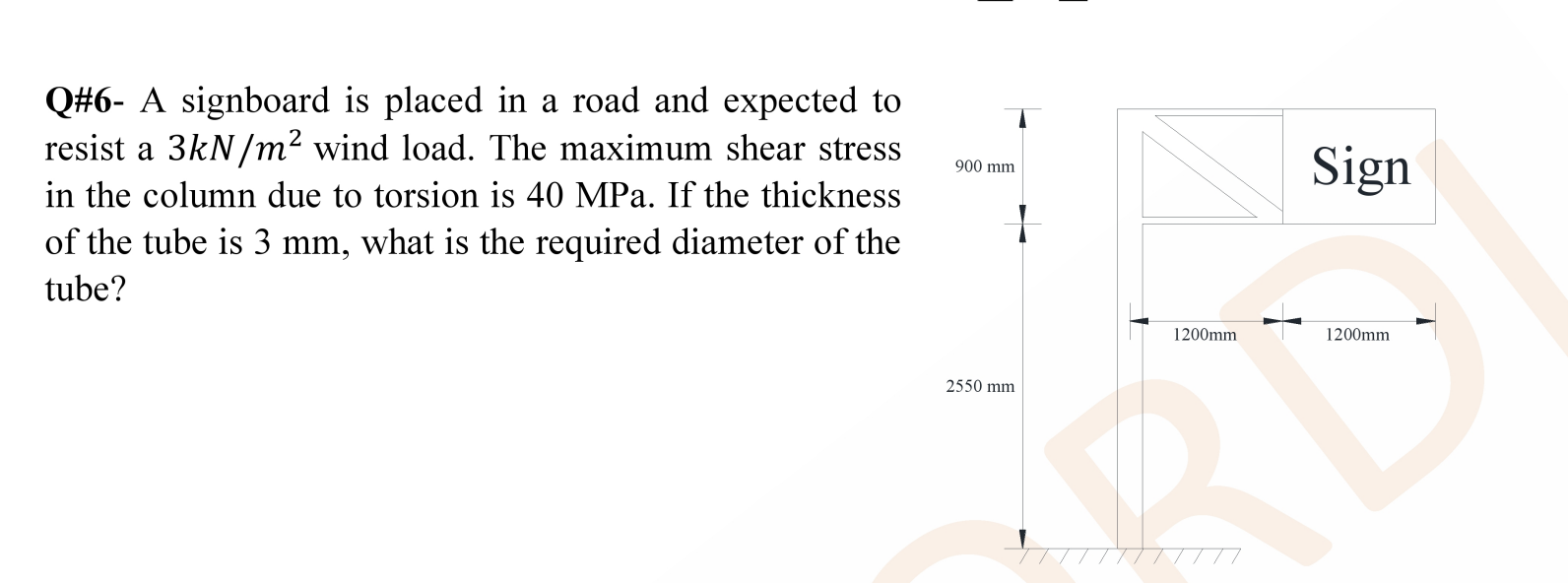 Q# 6 - A signboard is placed in a road and