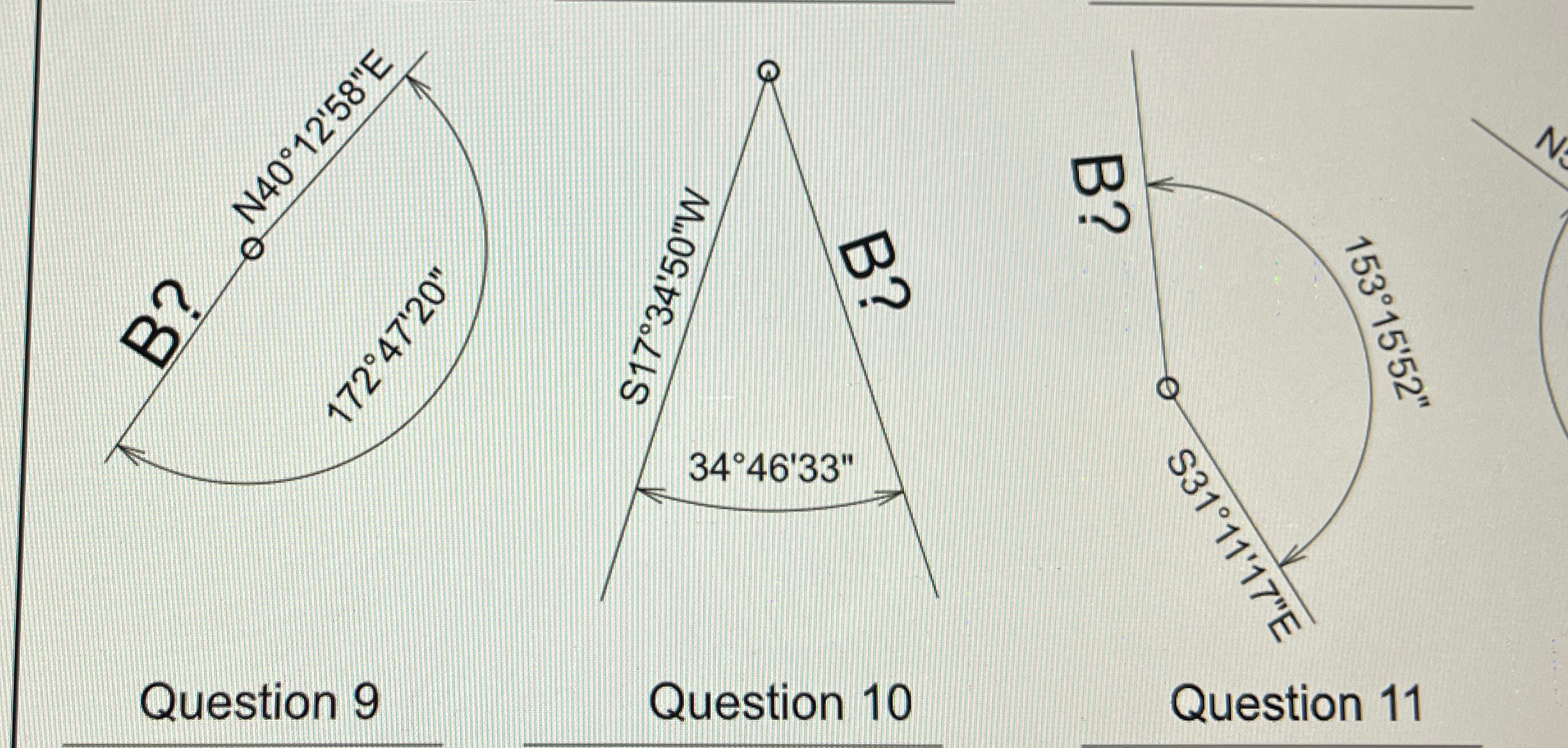 Find the missing bearings using the given angles