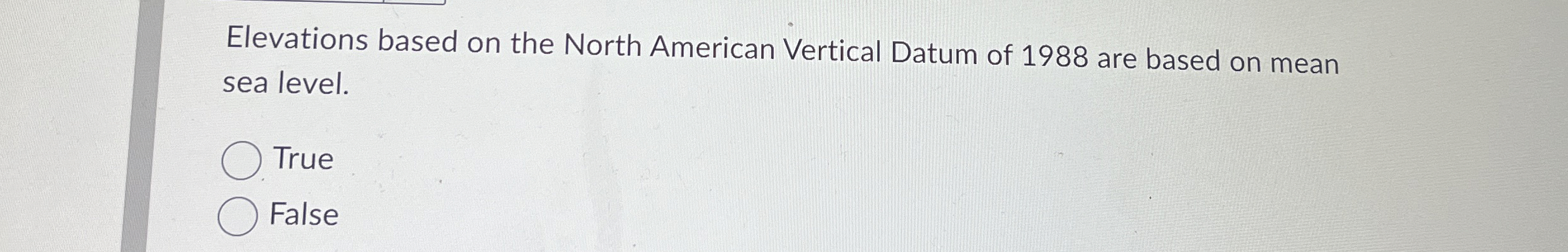 Elevations based on the North American Vertical