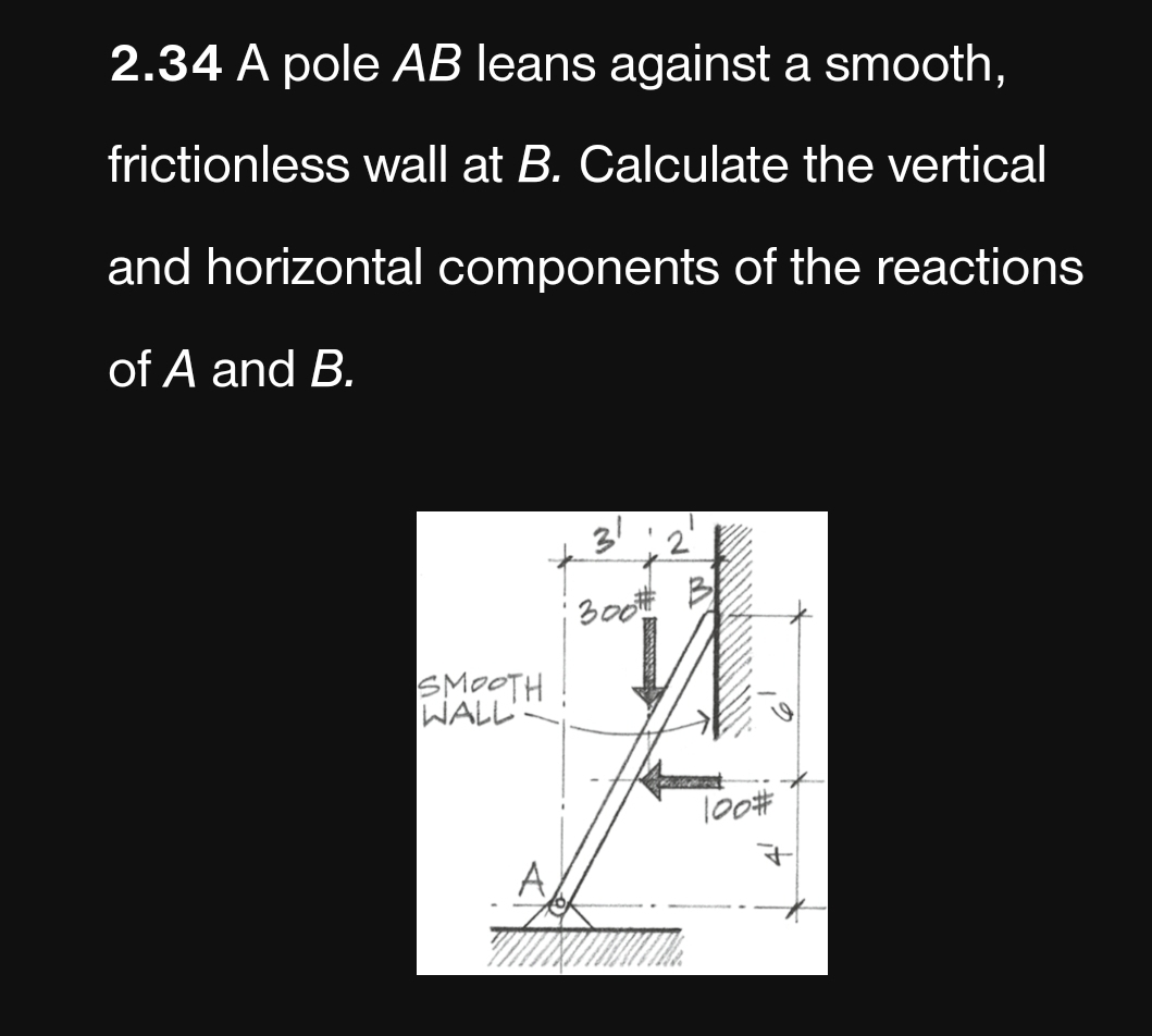 2 . 3 4 A pole A B leans against a smooth,