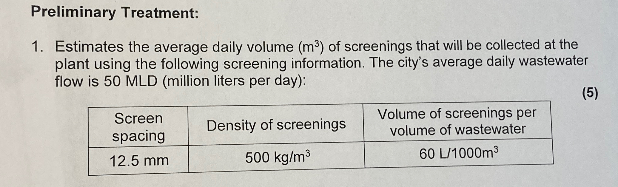 Preliminary Treatment: Estimates the average