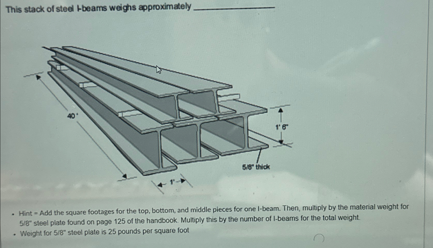 This stack of steel Lbeams weighs approximately q
