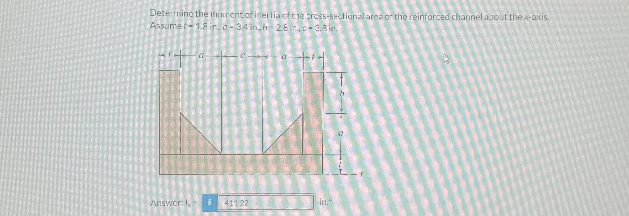 Determine the moment of inertia of the cross -