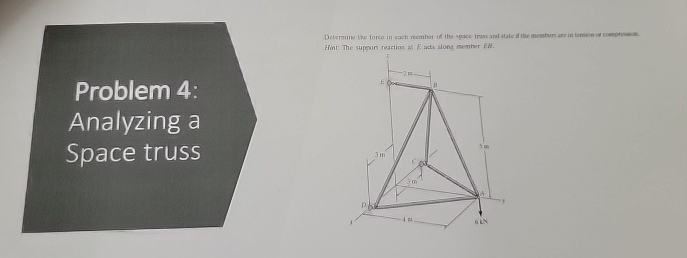 Problem 4 : Analyzing a Space truss