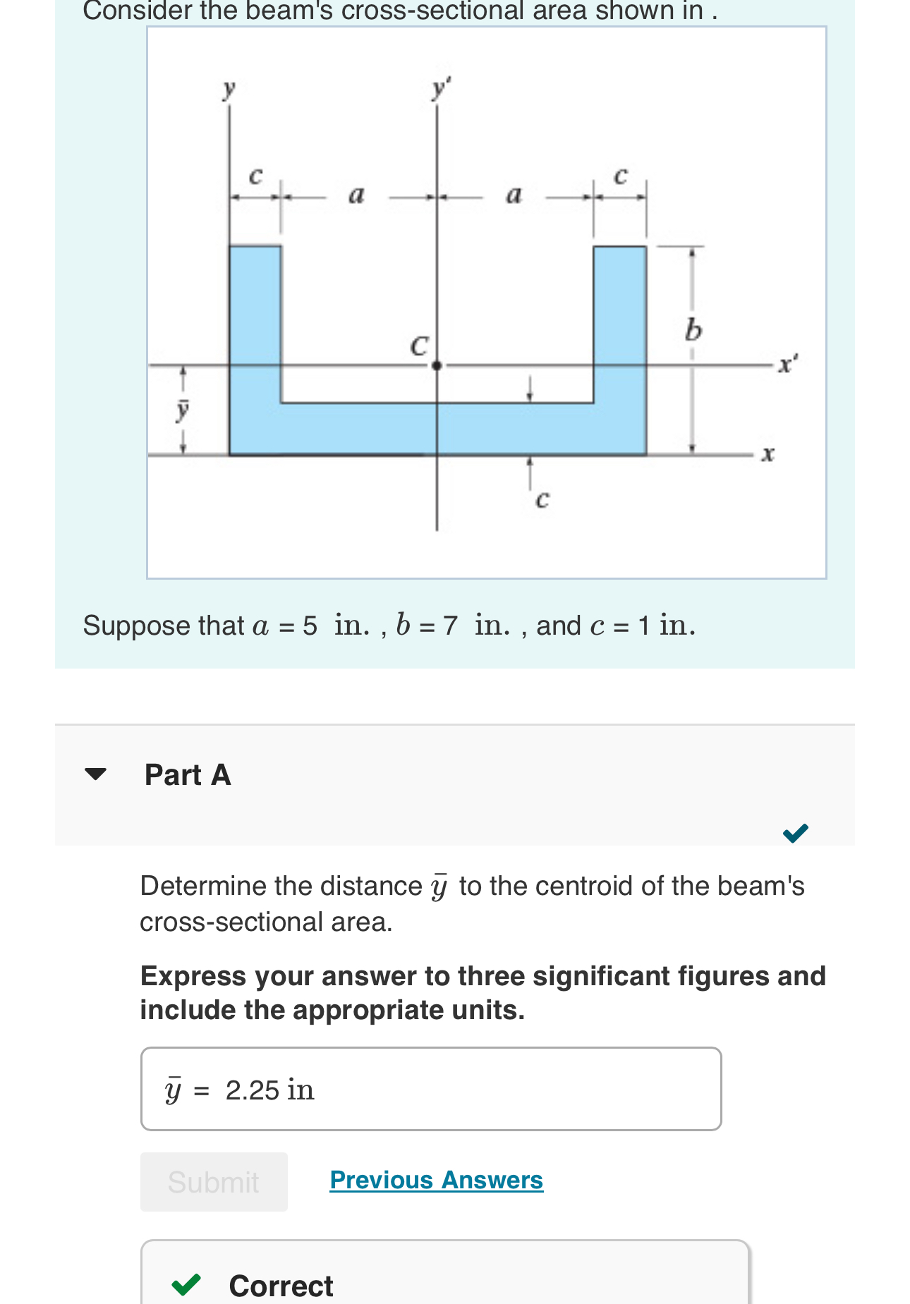 Consider the beam's cross - sectional area shown