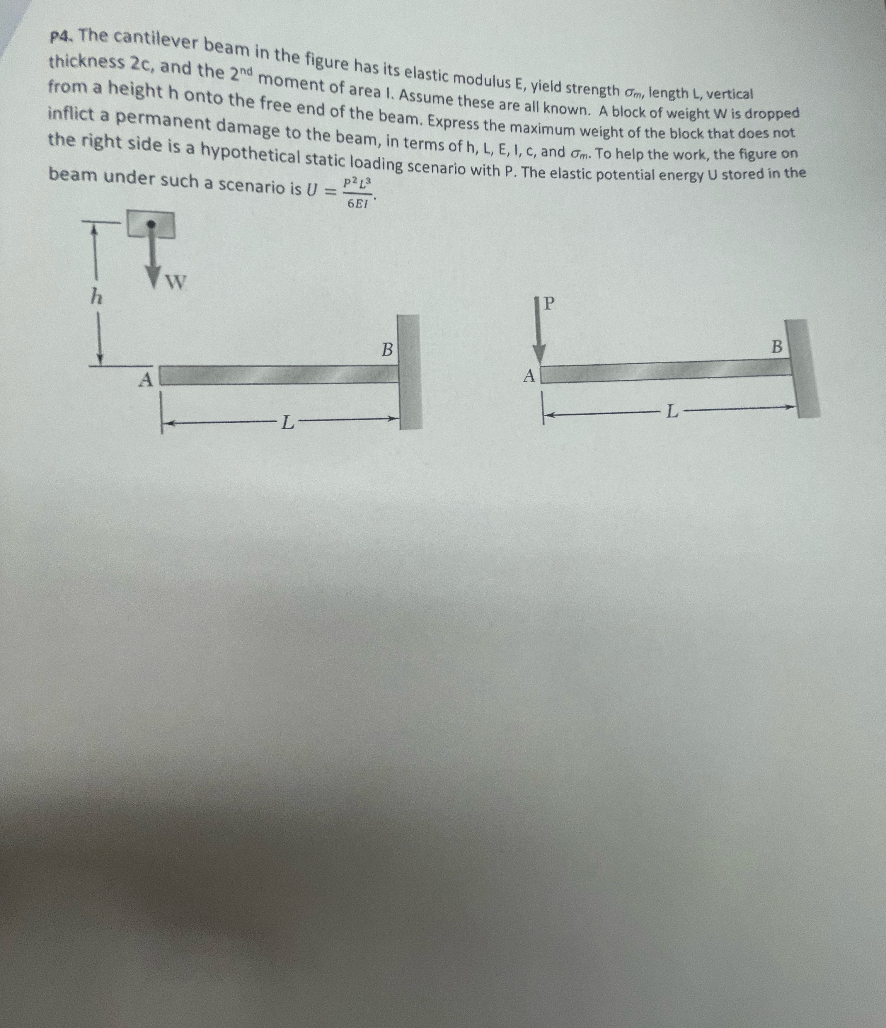 P 4 . The cantilever beam in the figure has its