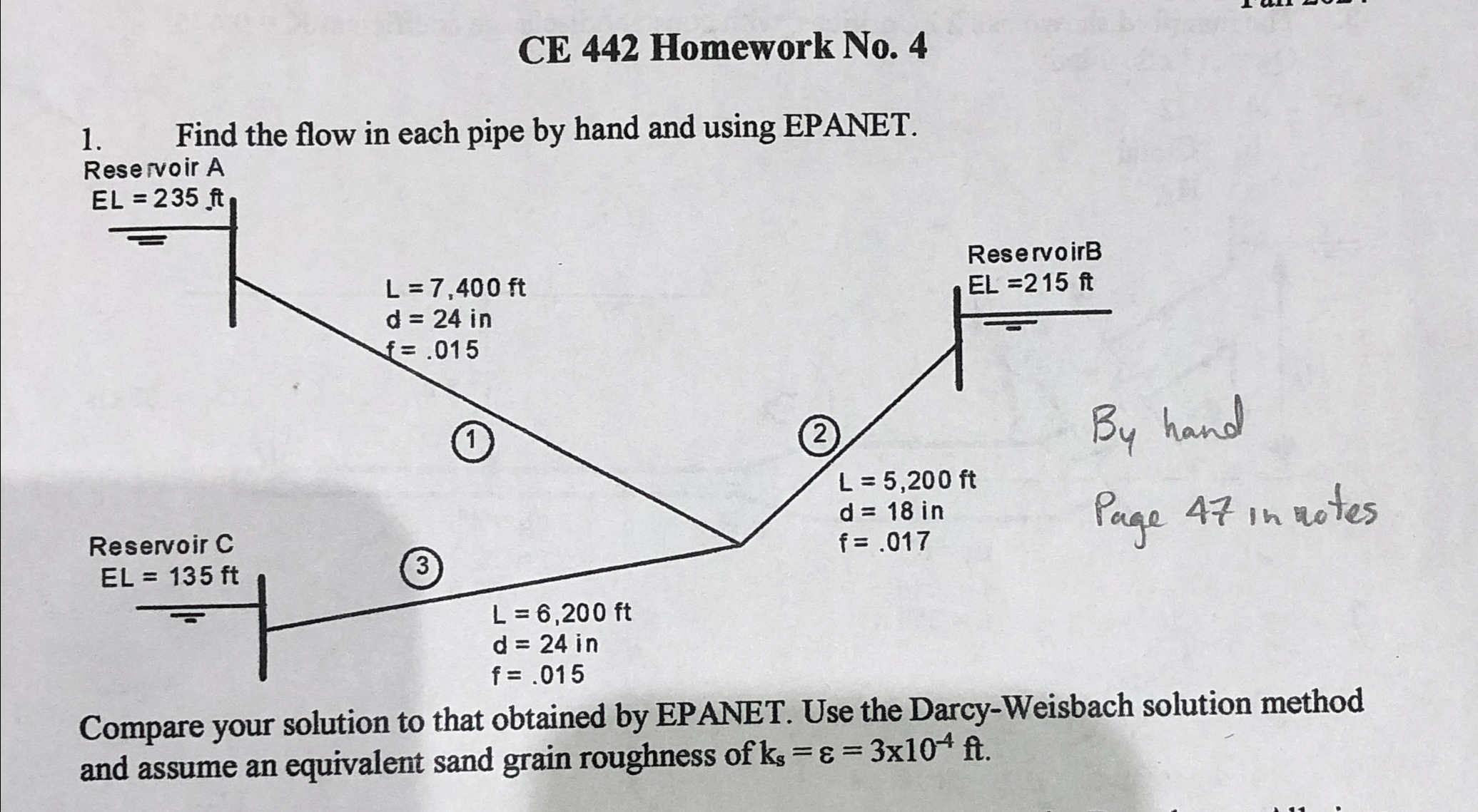 CE 4 4 2 Homework No . 4 Find the flow in each