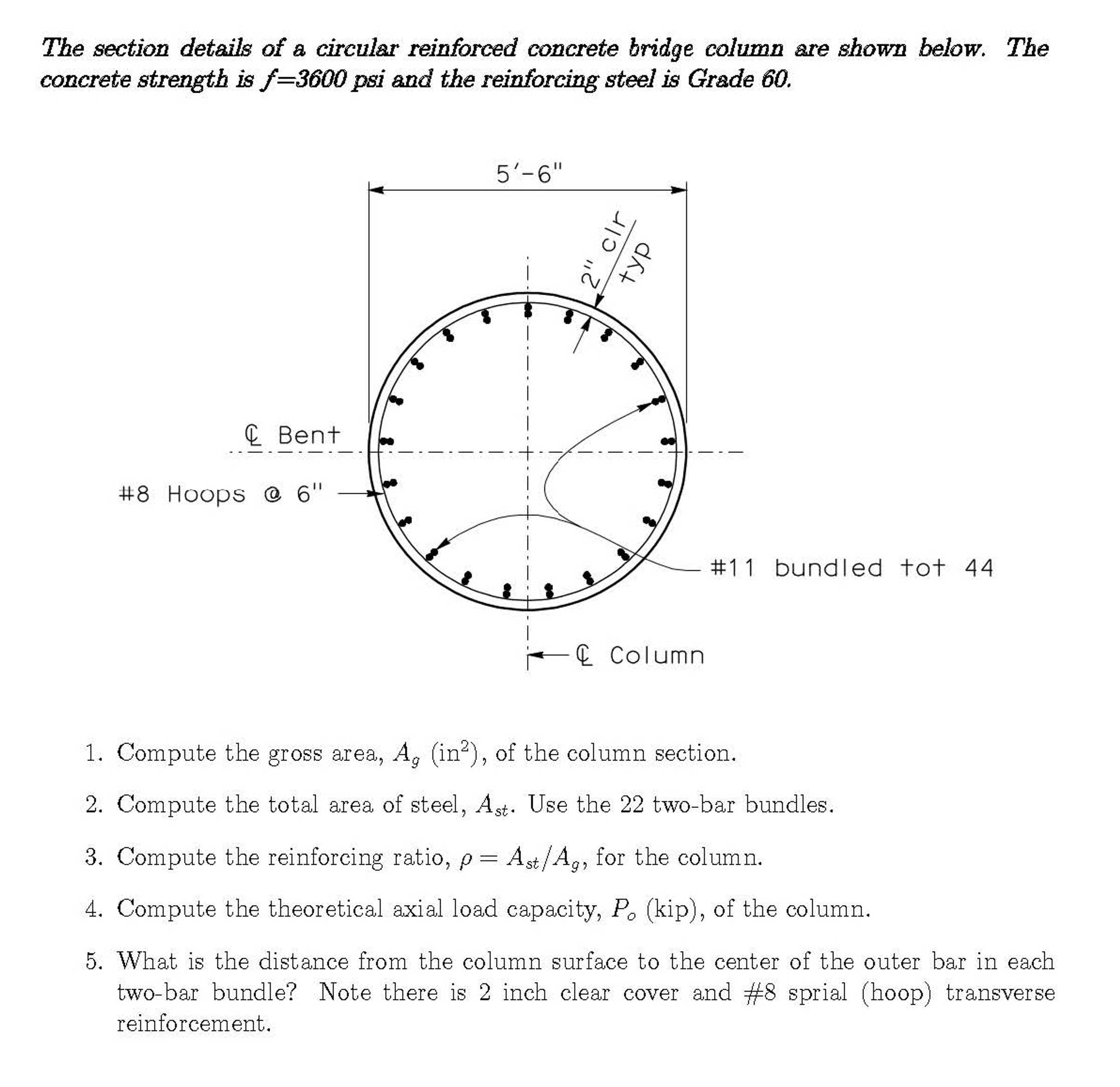 The section details of a circular reinforced