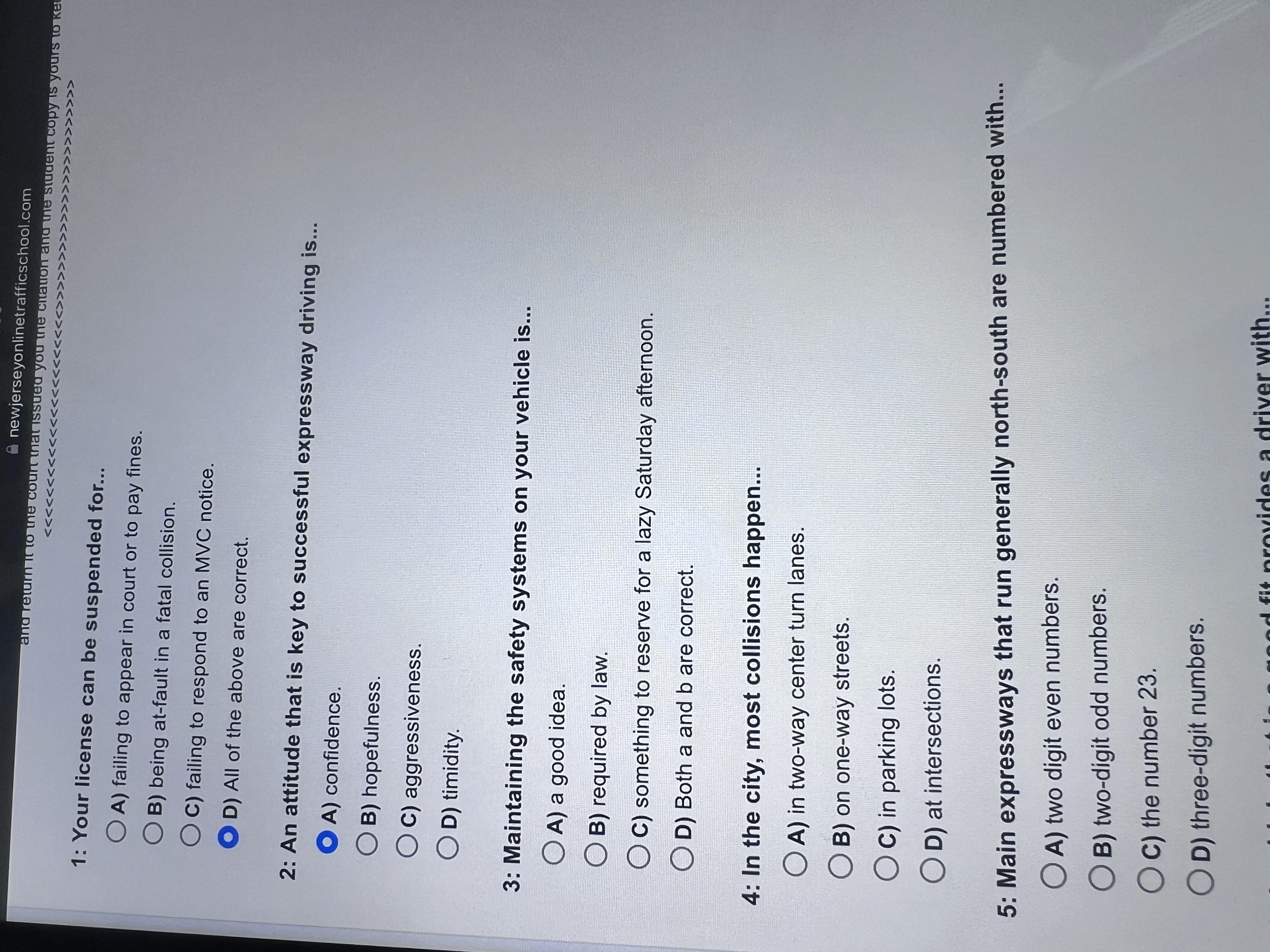 1 : Your license can be suspended for... A )