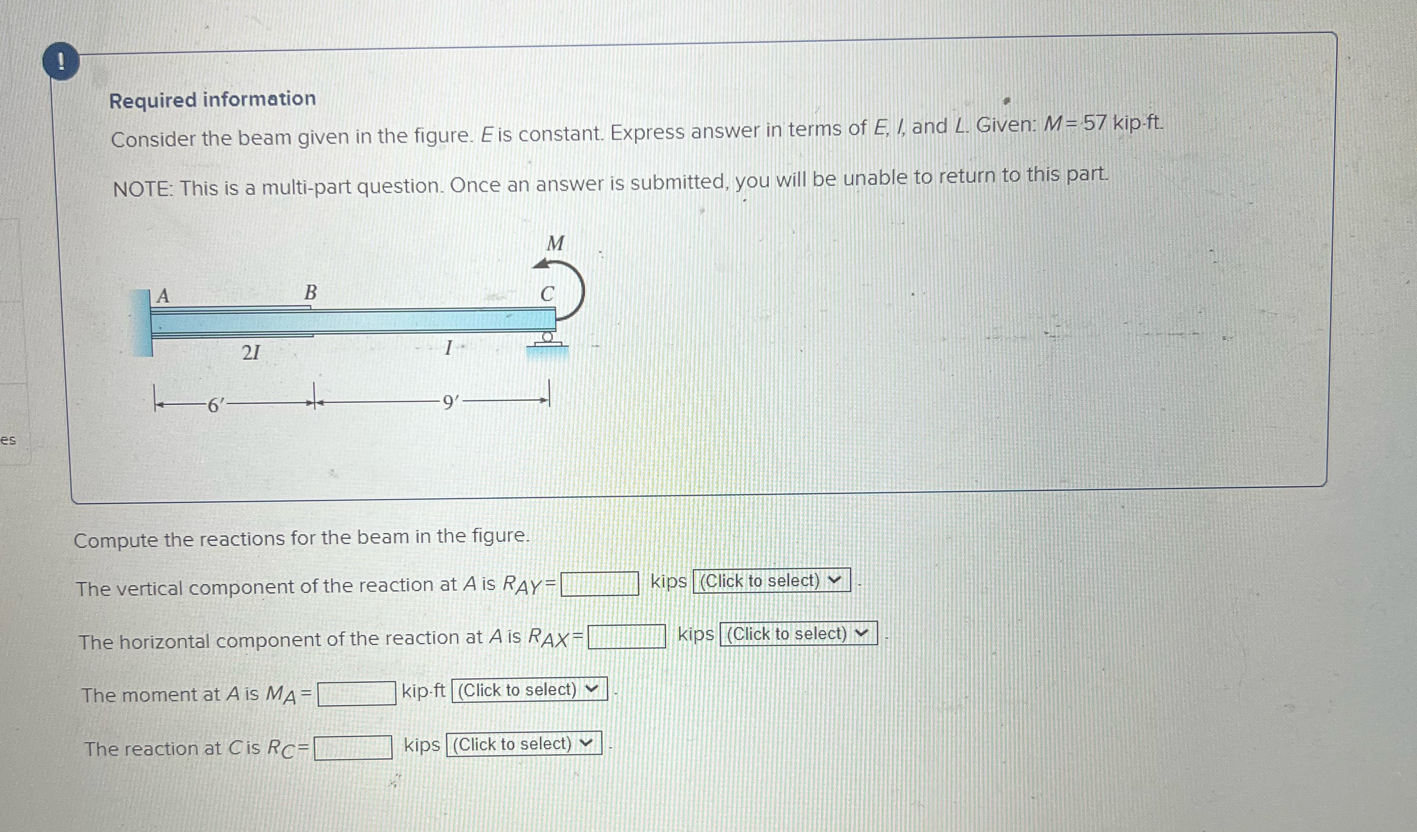 ! Required information Consider the beam given in