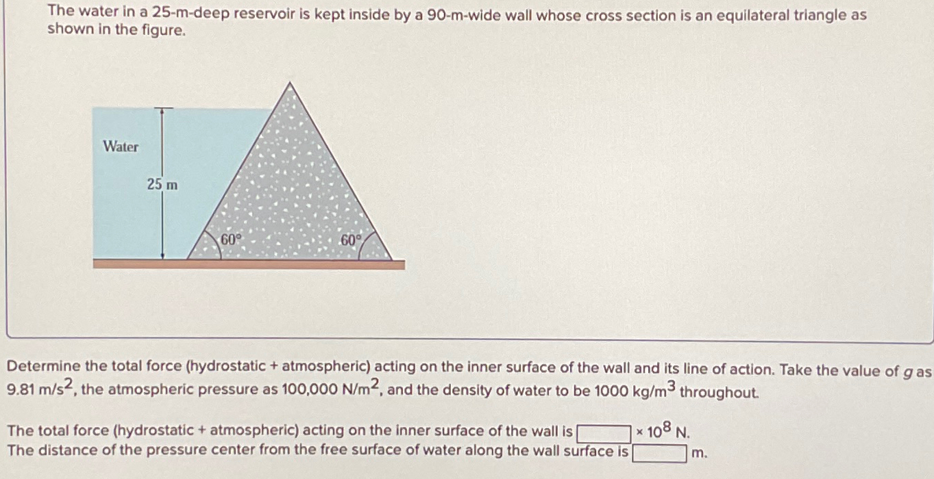 The water in a 2 5 - m - deep reservoir is kept