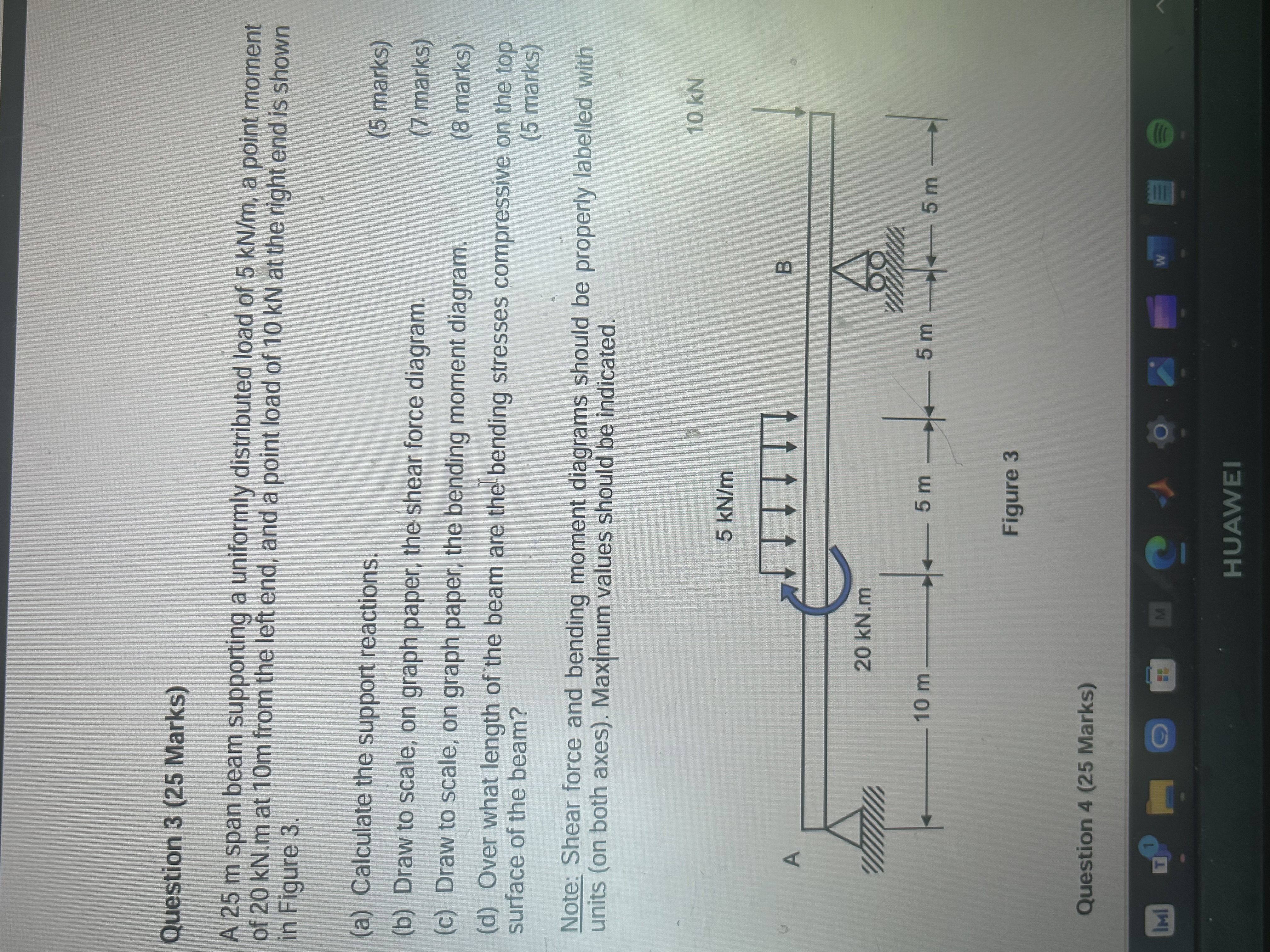Question 3 ( 2 5 Marks ) A 2 5 m span beam