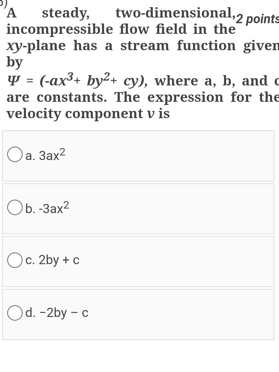 A steady, two - dimensional, 2 points