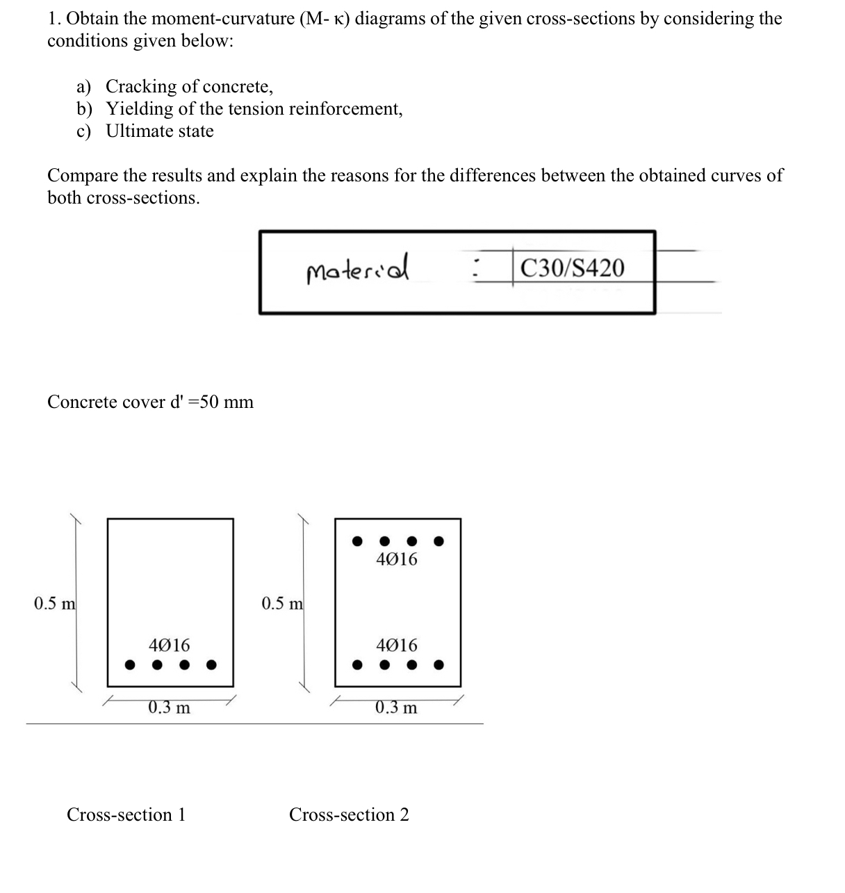 Obtain the moment - curvature ( M - ) diagrams of