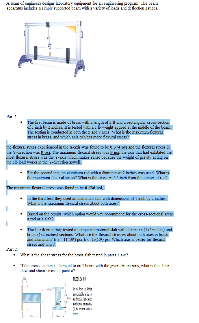 The first beam is made of brass with a length of