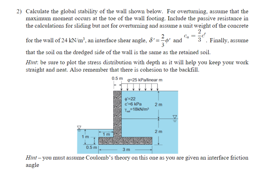 Provide clear detais of the workings. Calculate