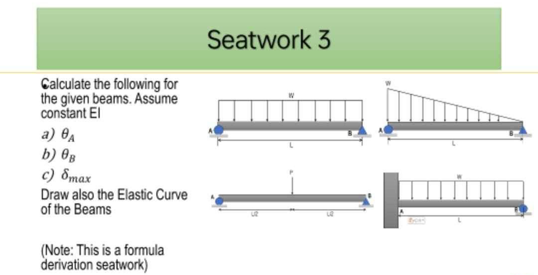 Seatwork 3 Galculate the following for the given