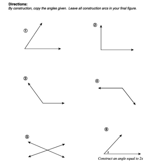 Directions: By construction, copy the angles