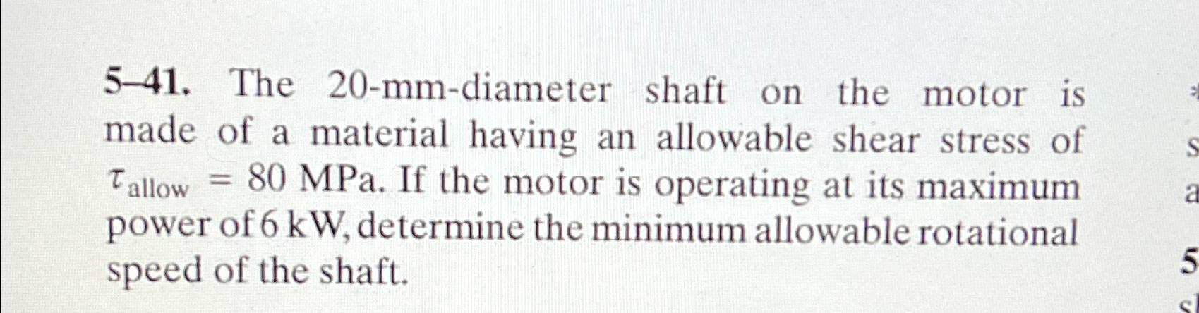 5 - 4 1 . The 2 0 - mm - diameter shaft on the