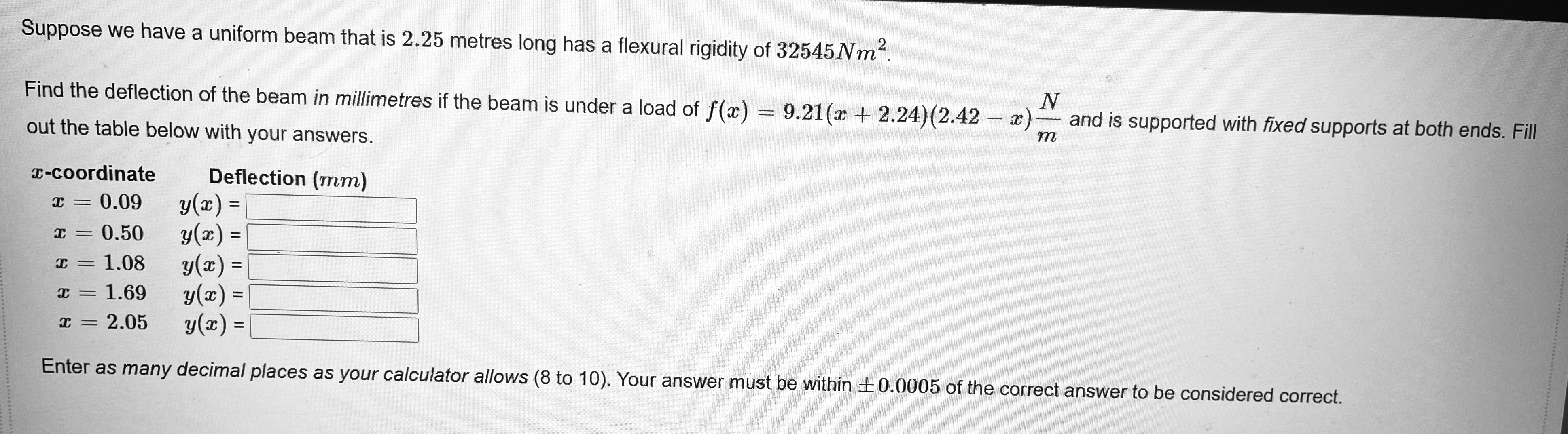 Suppose we have a uniform beam that is 2 . 2 5