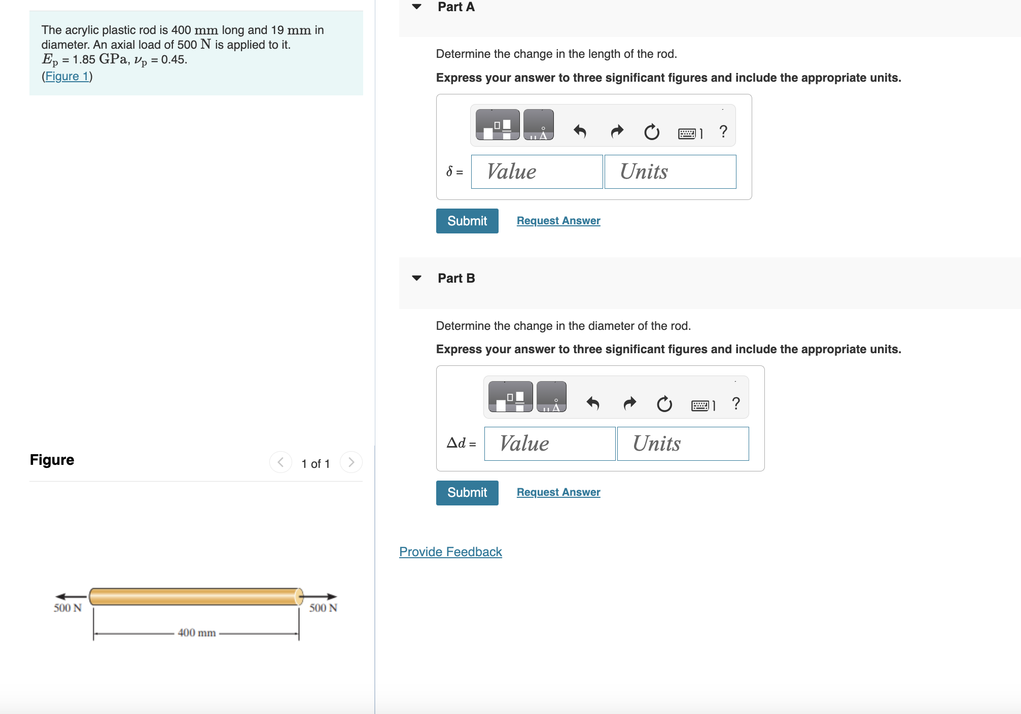 The acrylic plastic rod is 4 0 0 m m long and 1 9
