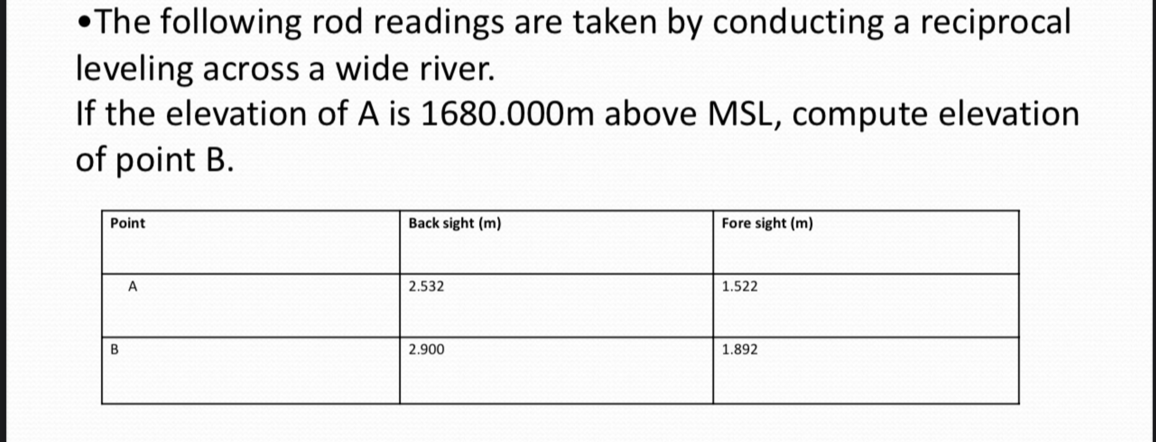 - The following rod readings are taken by