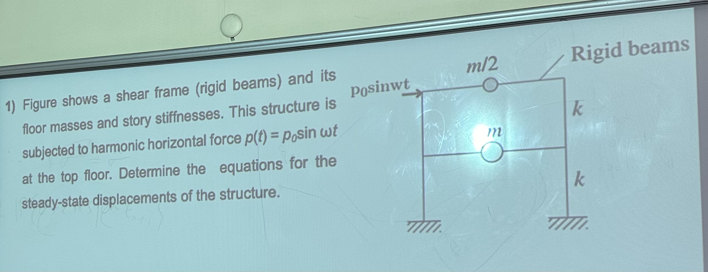 Figure shows a shear frame ( rigid beams ) and