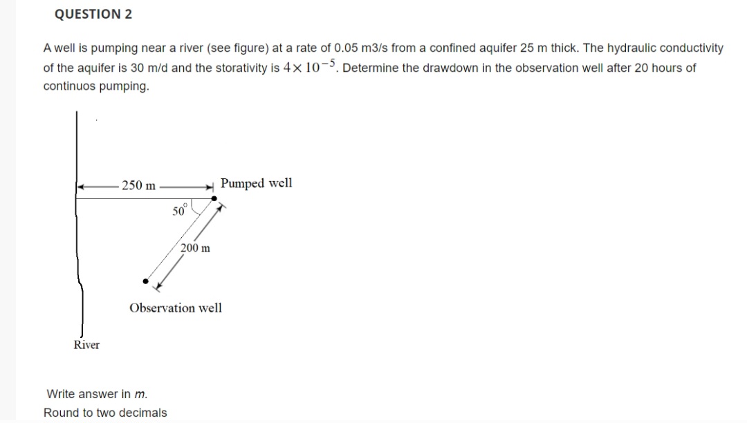 QUESTION 2 A well is pumping near a river ( see