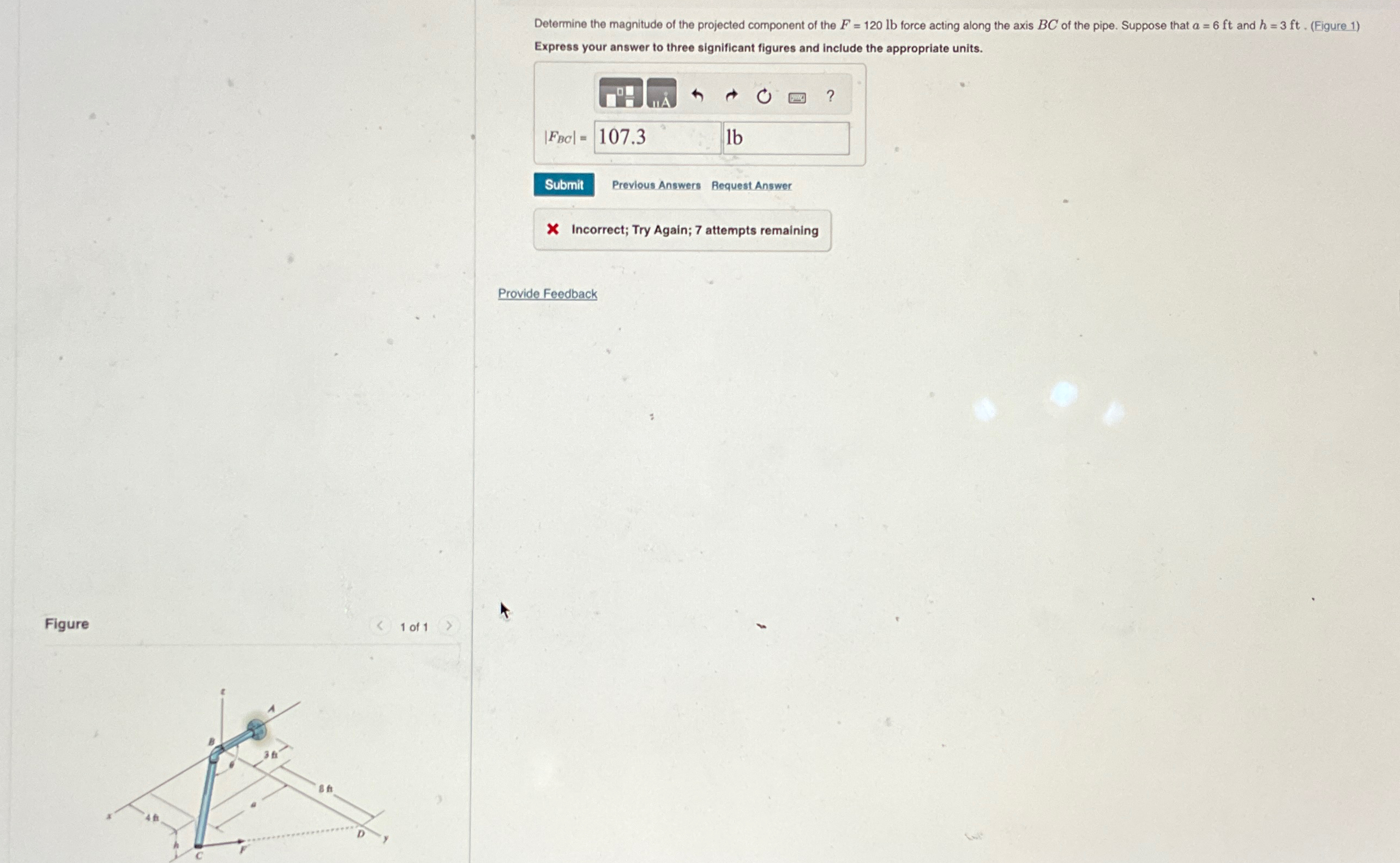Determine the magnitude of the projected
