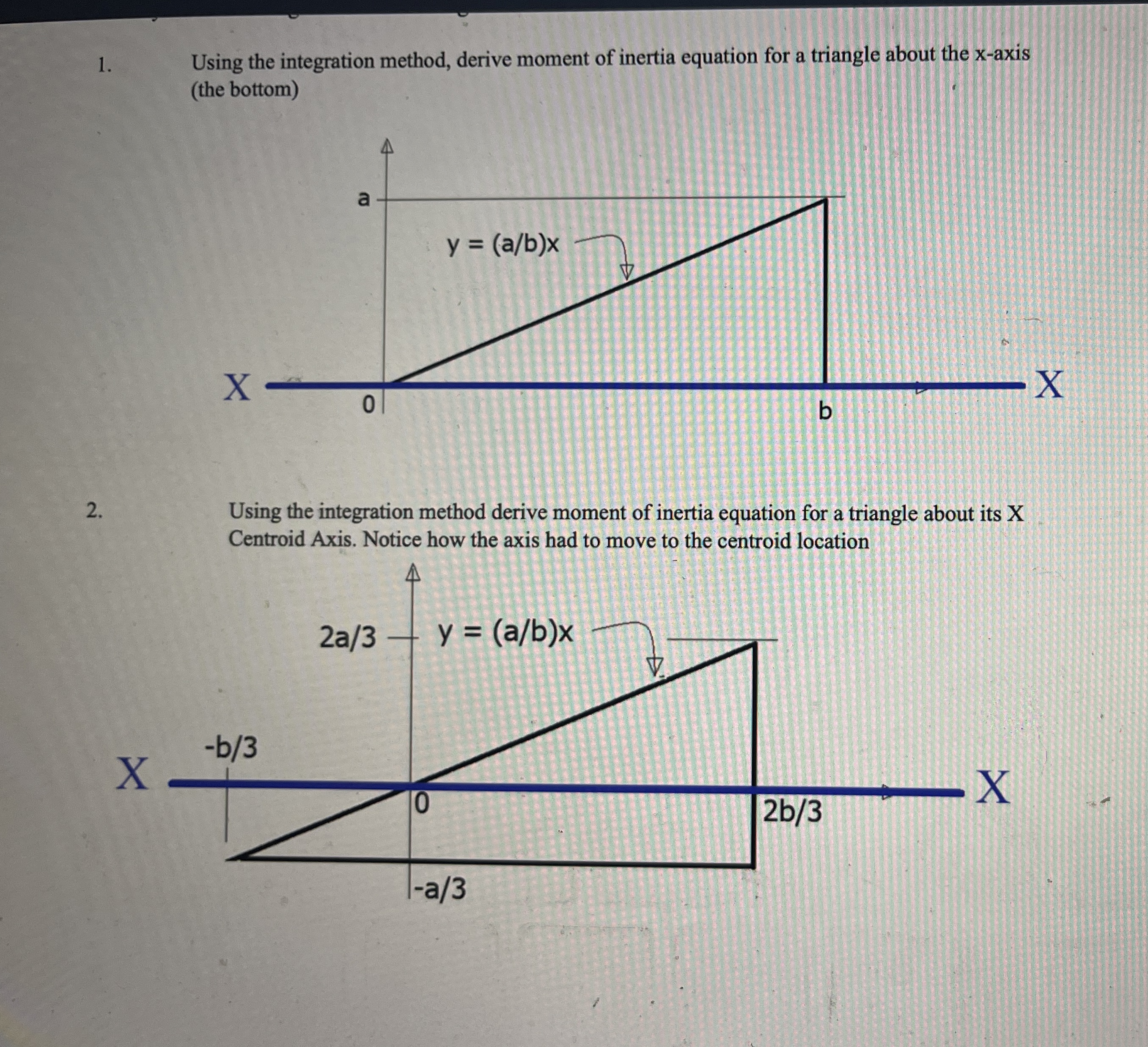 Using the integration method, derive moment of