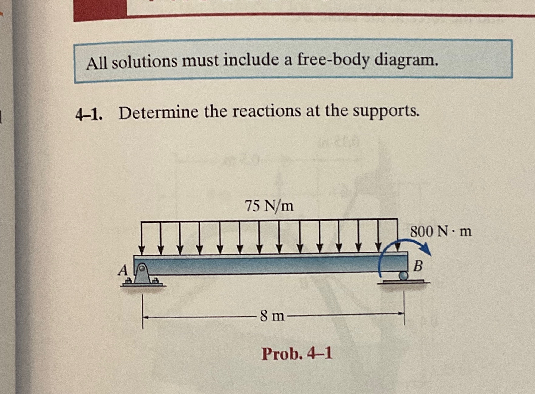 All solutions must include a free - body diagram.