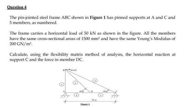 Question 4 The pin - jointed steel frame ABC