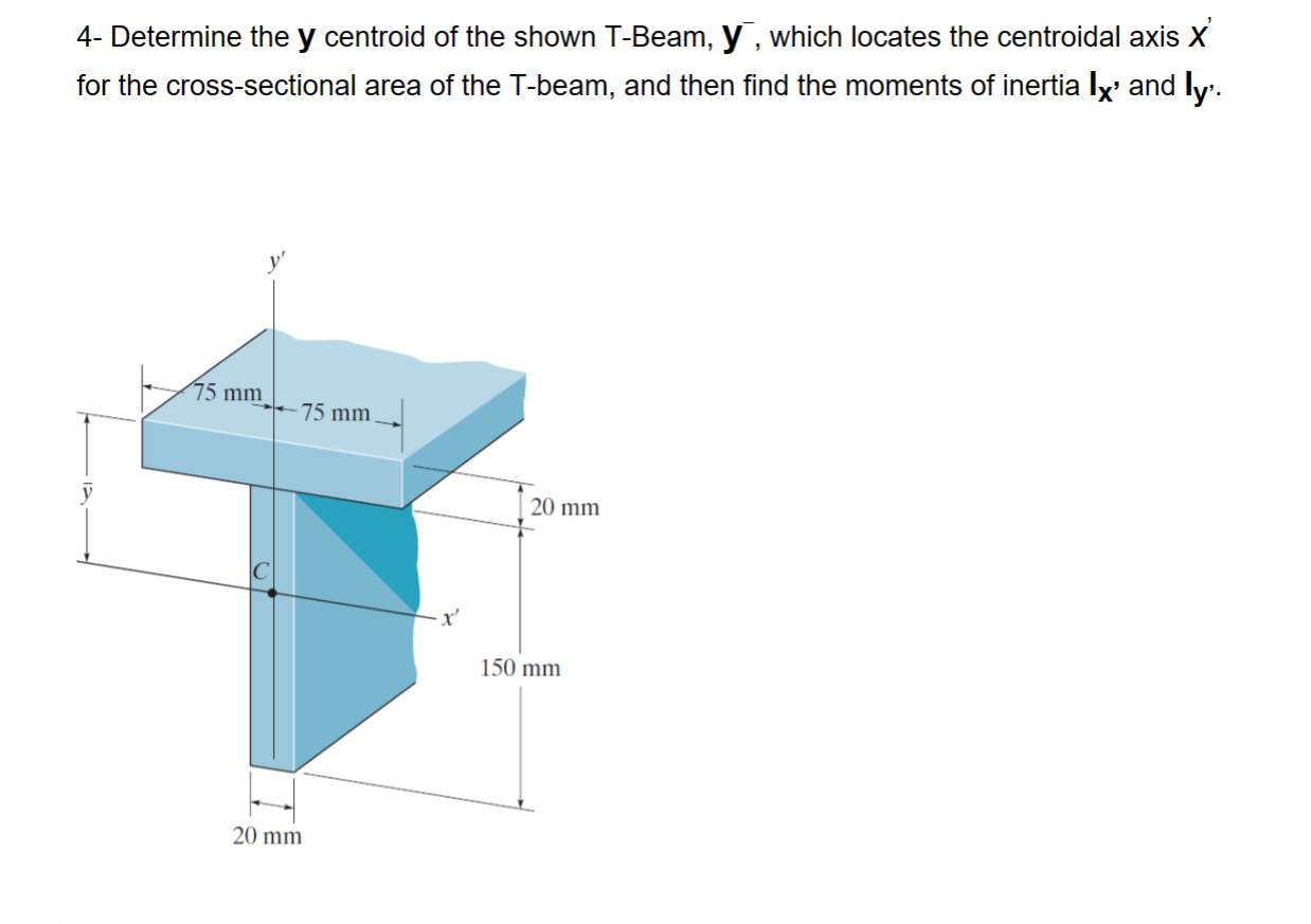 4 - Determine the y centroid of the shown T -